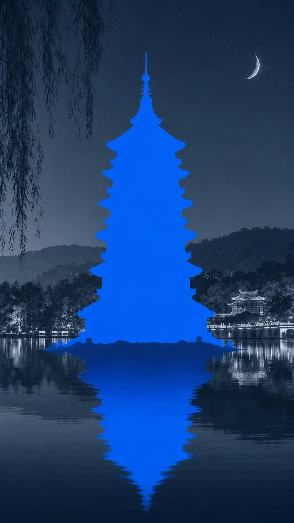 城市晚安与地标剪影