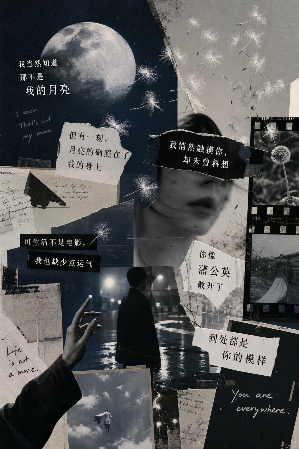 诗歌解构拼贴海报