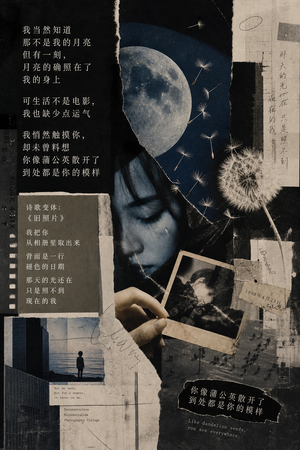 诗歌解构拼贴海报