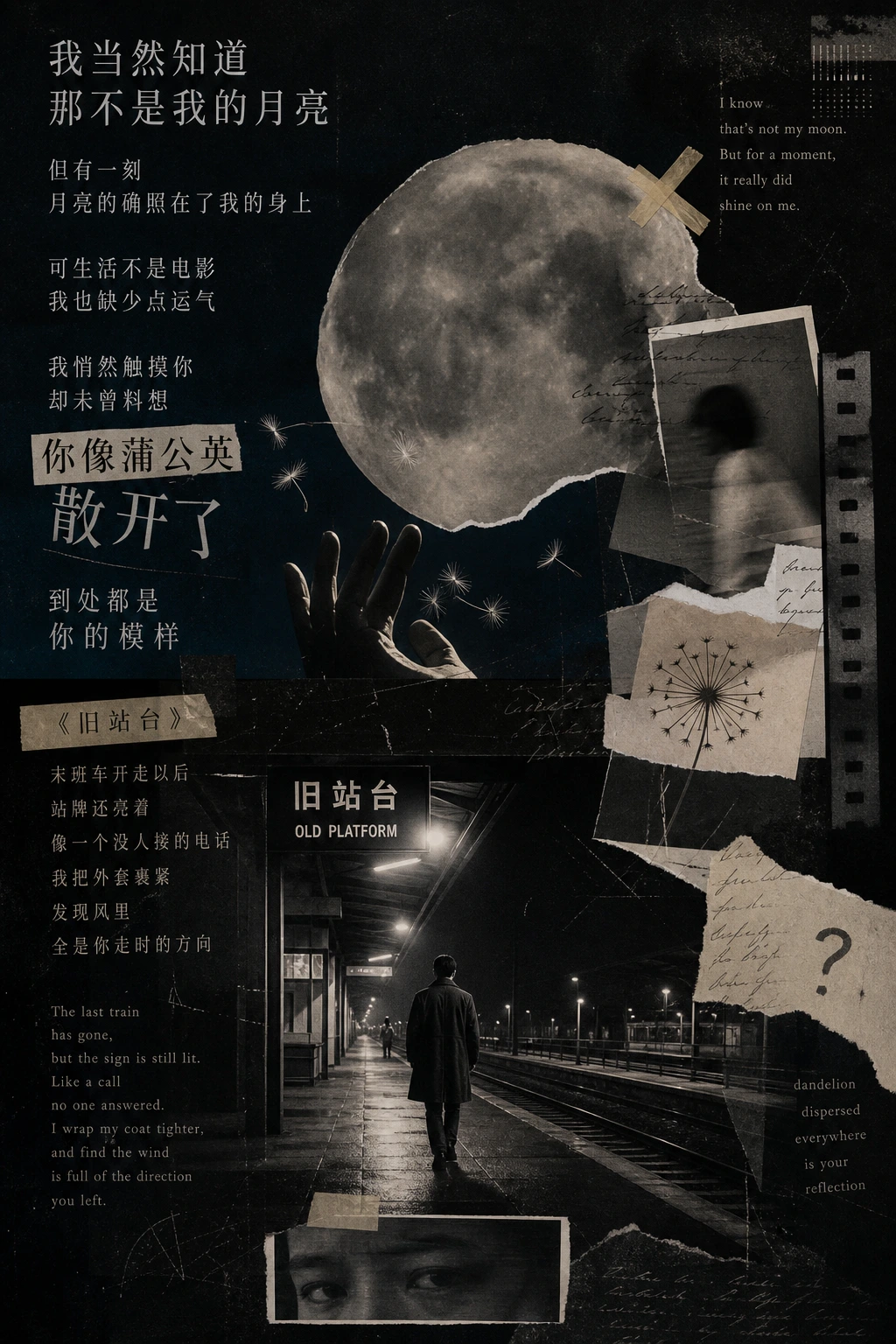 诗歌解构拼贴海报