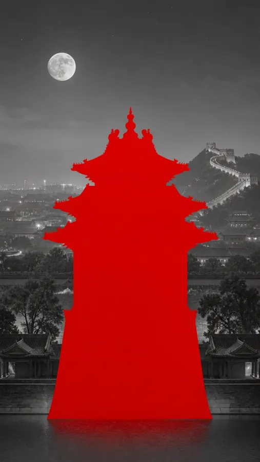 城市晚安与地标剪影